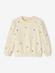 Girls-Cardigans, Jumpers & Sweatshirts-Sweatshirts & Hoodies-Sweatshirt with Embroidered Flowers for Girls