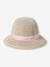 Hat in Paper Straw & Gingham Ribbon for Baby Girls ecru 
