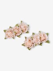 -Set of 2 Hair Clips with Fabric Flowers