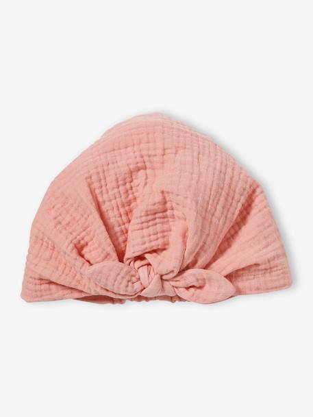 Plain Scarf Hat with Bow, for Baby Girls rosy 