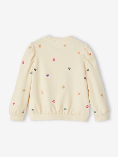 Sweatshirt with Embroidered Flowers for Girls ecru 