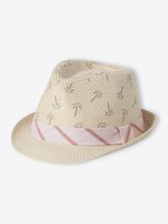 Baby-Paper Straw Hat & Striped Ribbon for Baby Boys