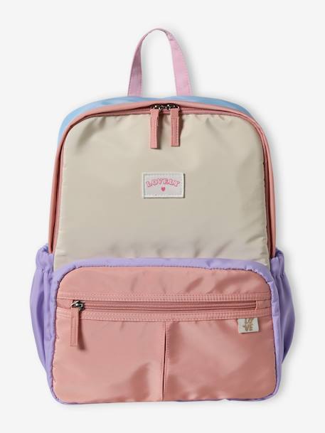 Retro Colourblock Backpack for Girls lilac 