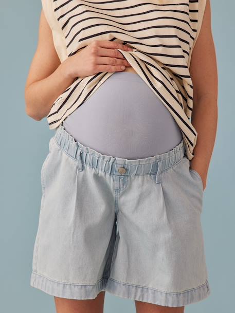 Paperbag-Effect Denim Jeans for Maternity, ENVIE DE FRAISE bleached denim 