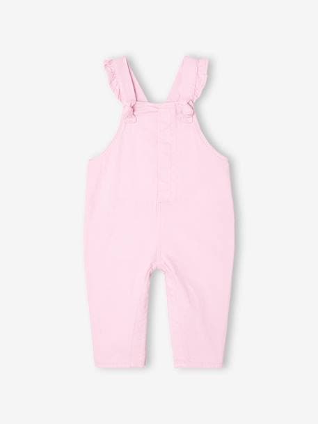 Twill Dungarees with Ruffles, for Babies lilac+sage green 