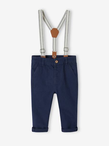 Trousers with Removable Braces for Babies navy blue 