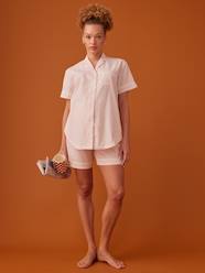 Maternity-Nightwear & Loungewear-Striped Short Pyjamas in Seersucker for Maternity, by ENVIE DE FRAISE
