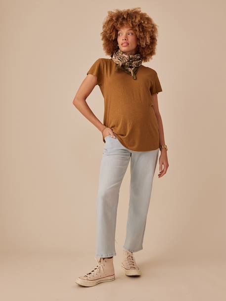 Straight Leg Jeans for Maternity, Seamless Belly Band, by ENVIE DE FRAISE bleached denim+stone 