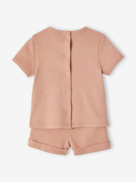 Pack of 2 Short Pyjamas in Honeycomb Fabric for Newborn Babies cappuccino 