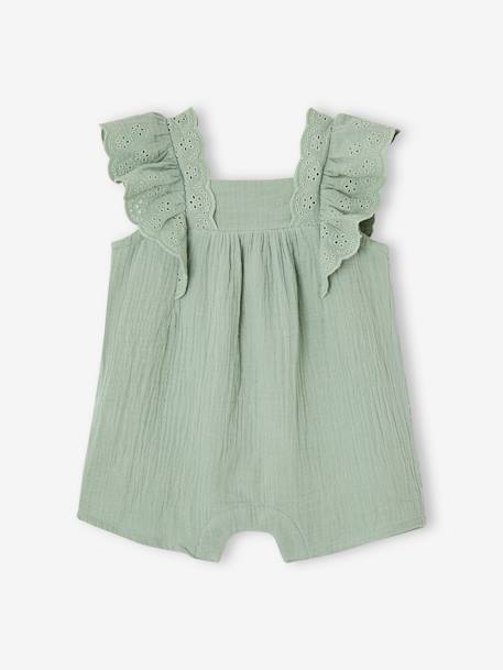 Playsuit in Cotton Gauze for Babies sage green 