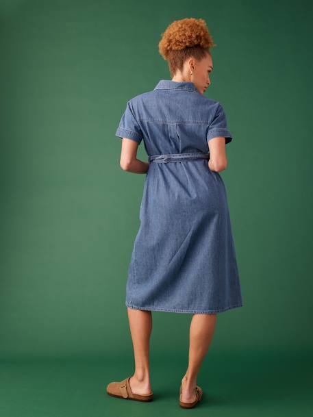 Safari-Style Dress in Denim for Maternity, by ENVIE DE FRAISE stone 
