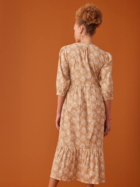 Long Buttoned Bohemian Style Dress, by ENVIE DE FRAISE yellow 