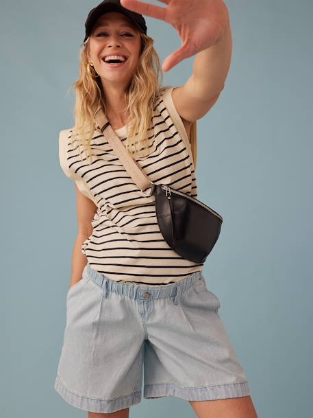 Paperbag-Effect Denim Jeans for Maternity, ENVIE DE FRAISE bleached denim 
