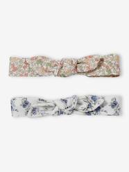 -Set of 2 Floral Headbands with Knot Effect for Baby Girls