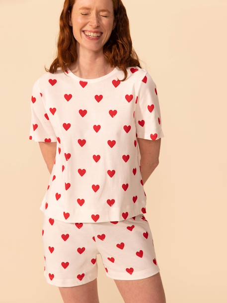 Hearts Pyjamas in Cotton for Women, by Petit Bateau white 