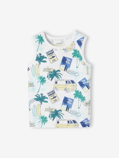 Tank Top with Surfing Motifs for Boys printed white 