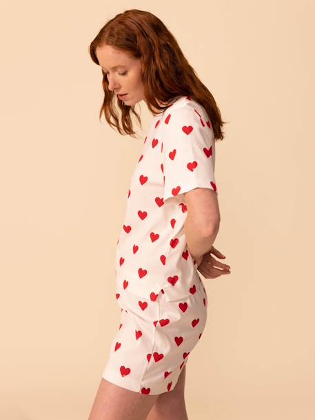 Hearts Pyjamas in Cotton for Women, by Petit Bateau white 