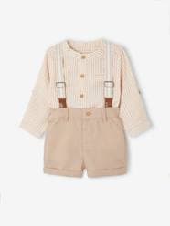 Baby-Outfits-Occasion Wear Ensemble: Shirt + Shorts + Braces for Babies