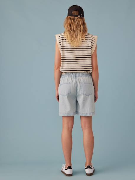 Paperbag-Effect Denim Jeans for Maternity, ENVIE DE FRAISE bleached denim 