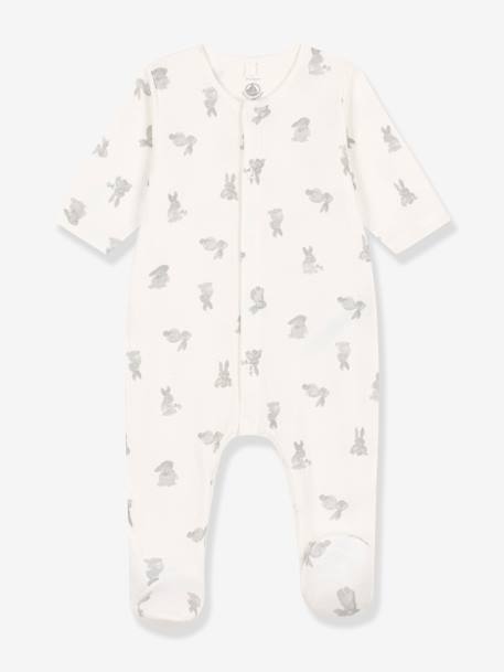 Rabbits Sleepsuit in Tubique for Babies, by Petit Bateau white 
