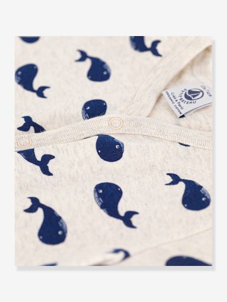 Whales Navy Playsuit in Cotton, for Babies, by Petit Bateau marl beige 