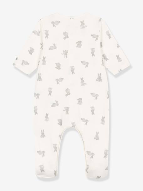 Rabbits Sleepsuit in Tubique for Babies, by Petit Bateau white 