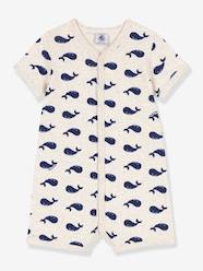 Whales Navy Playsuit in Cotton, for Babies, by Petit Bateau