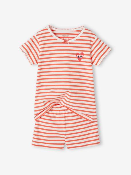 Pack of 2 Striped Short Pyjamas for Girls navy blue 