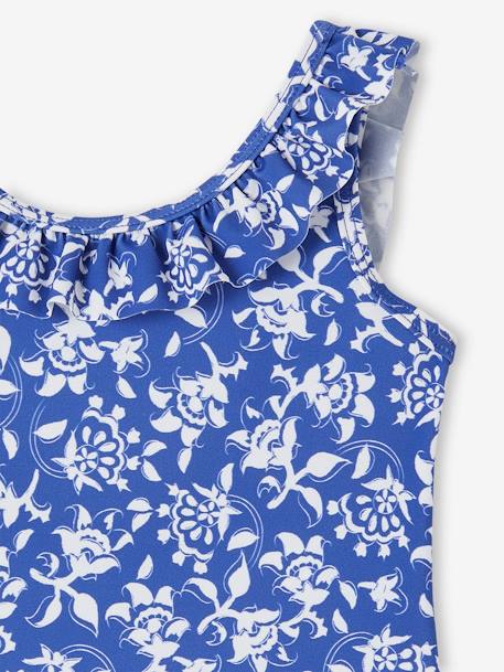 Floral Swimsuit for Baby, Team Famille Collection printed blue 