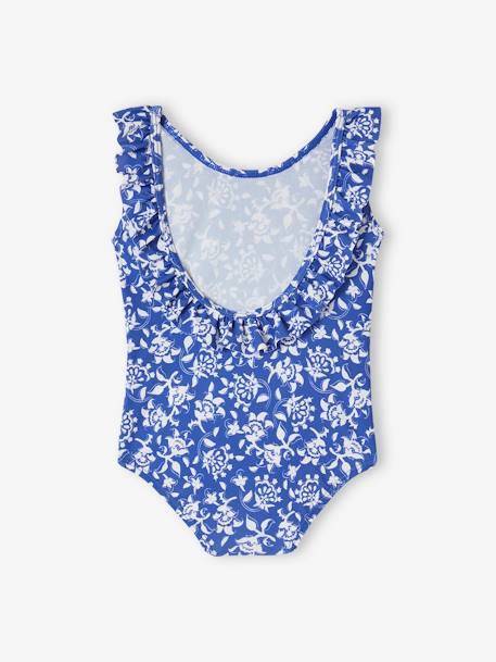 Floral Swimsuit for Baby, Team Famille Collection printed blue 