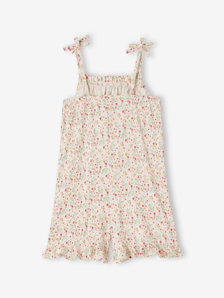 Ruffled Jumpsuit for Girls printed white+red 