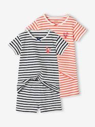 Girls-Nightwear-Pack of 2 Striped Short Pyjamas for Girls