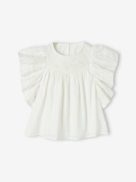 Embroidered Ruffled Blouse for Girls ecru 