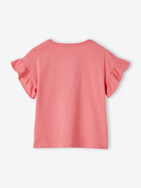 T-Shirt with Sequinned Motif for Girls ecru+strawberry+tangerine 