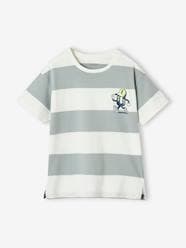 Boys-Tops-T-Shirts-Sports T-Shirt with Mascot & Wide Stripes for Boys