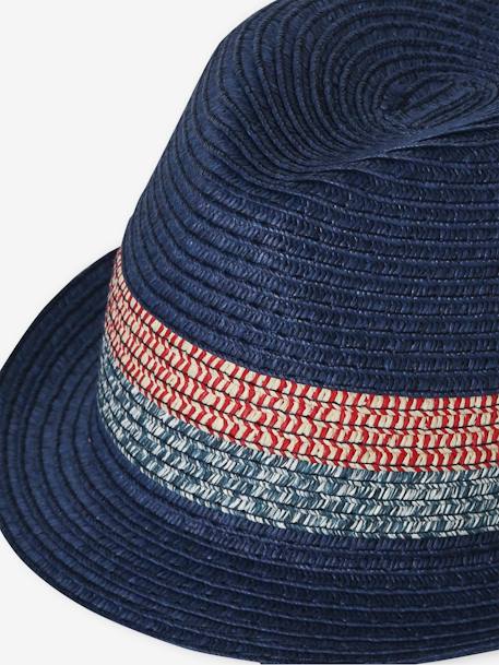 Straw-Like Panama Hat for Boys blue+navy blue 