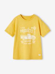 Boys-Tops-T-Shirt with Vintage Motif & Short Roll-Up Sleeve for Boys