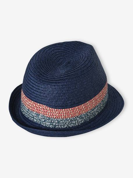 Straw-Like Panama Hat for Boys blue+navy blue 