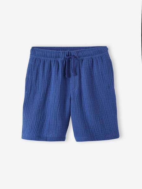 Cotton Gauze Shorts for Boys electric blue+green 