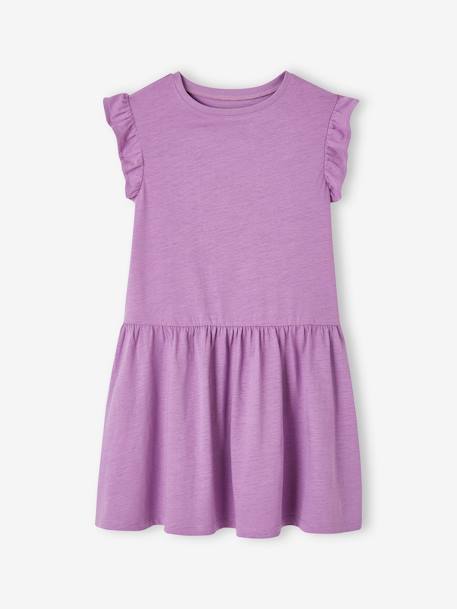 Dress with Ruffle on the Sleeves, for Girls aqua green+mauve+red 