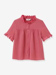 Girls-Blouses, Shirts & Tunics-Shirt in Organic Cotton Gauze for Girls, by CYRILLUS