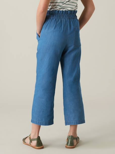 Wide-Leg Trousers in Light Denim for Girls, by CYRILLUS stone 