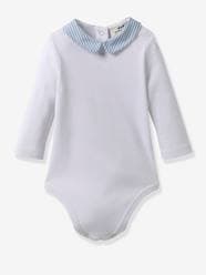 -Bodysuit in Organic Cotton, Striped Collar, for Babies, by CYRILLUS