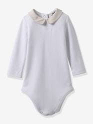 Baby-Bodysuit in Organic Cotton with Seersucker Collar, by CYRILLUS