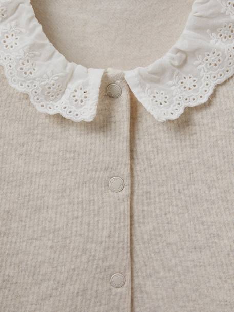 Fleece Cardigan in Organic Cotton for Girls, by CYRILLUS ecru 