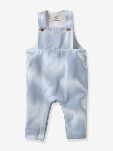 Striped Dungarees for Babies by CYRILLUS striped blue 