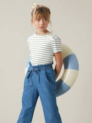 Girls-Trousers-Wide-Leg Trousers in Light Denim for Girls, by CYRILLUS