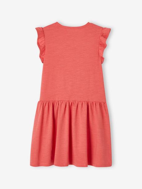 Dress with Ruffle on the Sleeves, for Girls aqua green+red 