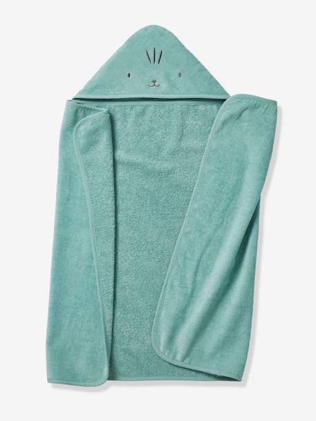 Bath Cape, Essentials for Babies, in recycled cotton green+sandy beige 