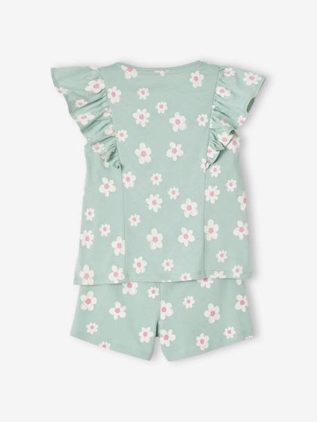 T-Shirt + Shorts Combo for Girls aqua green+pale pink+rose 